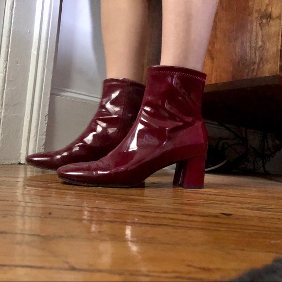 SOLD Zara Burgundy Red Patent Boots - Picture 7 of 7